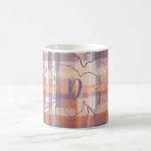 Monogram plaid herfstbladeren beige oranje paarse koffiemok (Center)