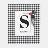 Monogram Plaid Holiday Kerstmis Fleece Deken (Voorkant)