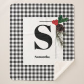 Monogram Plaid Holiday Kerstmis Sherpa Blanket Deken (Voorkant)