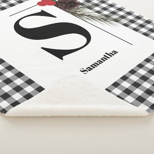 Monogram Plaid Holiday Kerstmis Sherpa Blanket Deken (3/4)