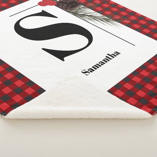 Monogram Plaid Holiday Kerstmis Sherpa Deken (3/4)