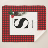 Monogram Plaid Holiday Kerstmis Sherpa Deken (Voorkant (horizontaal))