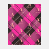 Monogram Plaid Hot Pink Fleece Deken (Voorkant)