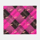 Monogram Plaid Hot Pink Fleece Deken (Voorkant (Horizontaal))