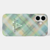 Monogram plaid pastel groen grijs geel blauwgroen Case-Mate iPhone case (Achterkant (horizontaal))