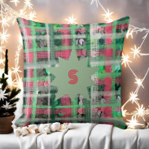 Monogram plaid rood groen grijs wit feestelijke st