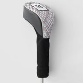Monogram Plaid Rood Zilver Grijs Cadeau voor hem Golfheadcover (Schuin)