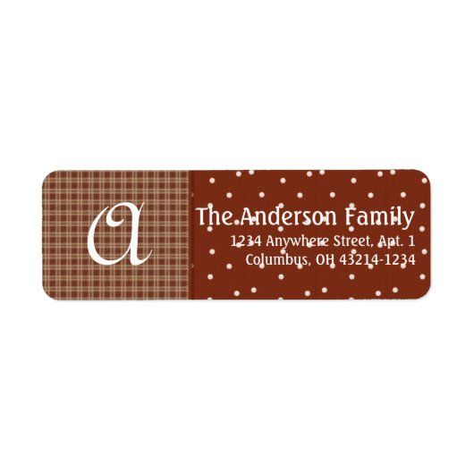 Monogram Plaid & Stippen D1 Retouradreslabel Etiket (Voorkant)
