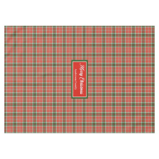 Monogram Plaid Tablecloth Red Green Christmas Chic Tafelkleed (Voorkant (Horizontaal))