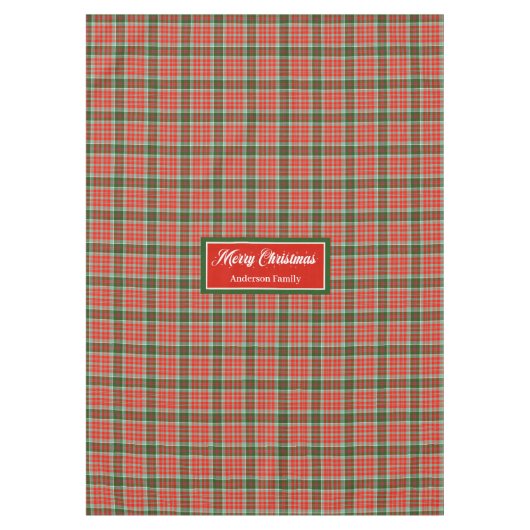 Monogram Plaid Tablecloth Red Green Christmas Chic Tafelkleed (Voorkant)