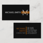 Monogram Plain Black Modern Brown #2 Visitekaartje (Voorkant / Achterkant)