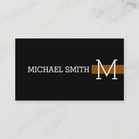 Monogram Plain Black Modern Brown #2 Visitekaartje (Voorkant)