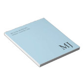 Monogram Plain Blue Trendy Business Notitieblok (Schuin)