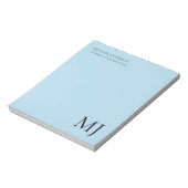 Monogram Plain Blue Trendy Business Notitieblok (Linkerzijde)
