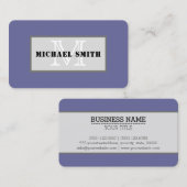 Monogram Plain Dark Blue-Grey Background Visitekaartje (Voorkant / Achterkant)