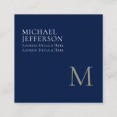 Monogram Plain Dark Blue Trendy Business Informatiekaartje (Voorkant)
