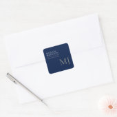 Monogram Plain Dark Blue Trendy Business Vierkante Sticker (Envelop)