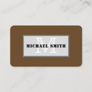 Monogram Plain Dark Brown Achtergrond Visitekaartje