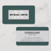 Monogram Plain Dark Slate Grey Background Visitekaartje (Voorkant / Achterkant)