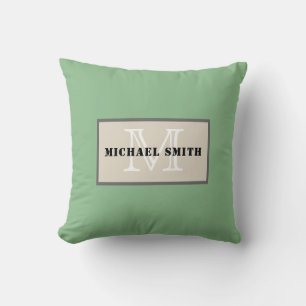 Monogram Plain Dark Zee Green Achtergrond Kussen
