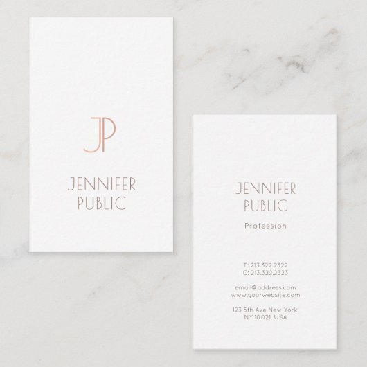 Monogram Plain Elegant Luxury Trendy Modern Design Visitekaartje (Voorkant / Achterkant)