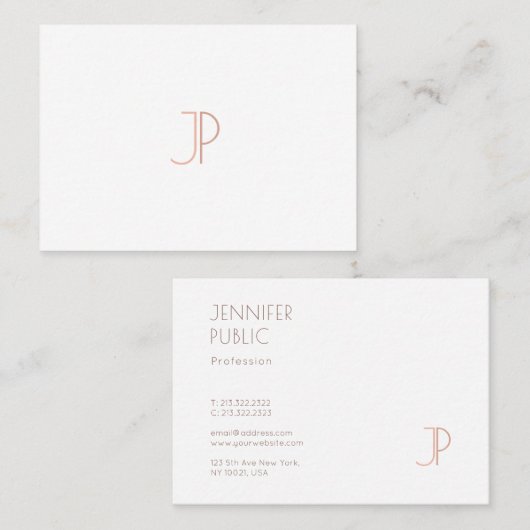 Monogram Plain Elegant Modern Trendy Design Luxe Visitekaartje (Voorkant / Achterkant)