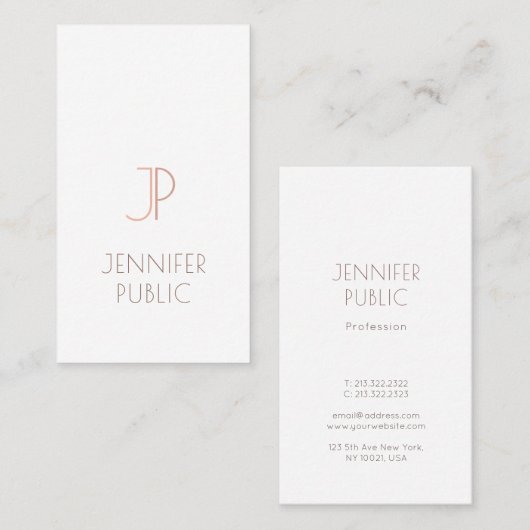 Monogram Plain Elegant Modern Trendy Design Luxe Visitekaartje (Voorkant / Achterkant)