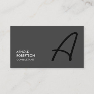 Monogram Plain Gray Trendy Chic Visitekaartje