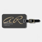 Monogram Plain Grey Beige aanpassen Bagagelabel (Voorkant horizontaal)