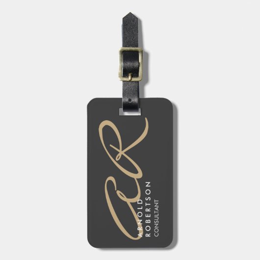 Monogram Plain Grey Beige aanpassen Bagagelabel (Voorkant verticaal)