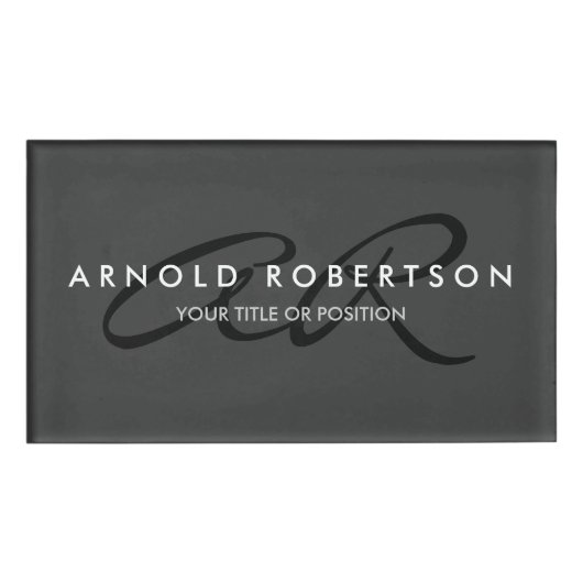 Monogram Plain Grey Black aanpassen Naambadge (Voorkant)