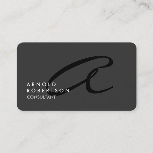 Monogram Plain Grey Trendy Visitekaartje aanpassen (Voorkant)