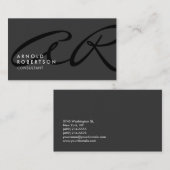 Monogram Plain Grey Trendy Visitekaartje aanpassen (Voorkant / Achterkant)