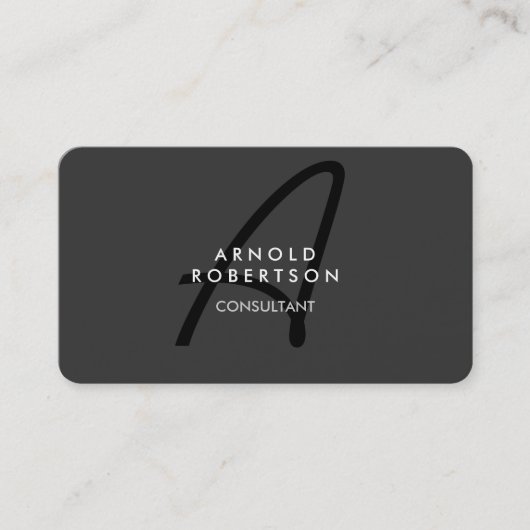 Monogram Plain Grey Trendy Visitekaartje aanpassen (Voorkant)