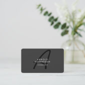 Monogram Plain Grey Trendy Visitekaartje aanpassen (Staand voorkant)
