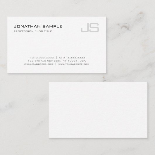 Monogram Plain Modern Design Luxury Trendy Elegant Visitekaartje (Voorkant / Achterkant)