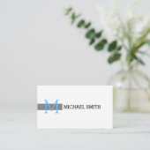 Monogram Plain White Elegant Modern Grey #18 Visitekaartje (Staand voorkant)