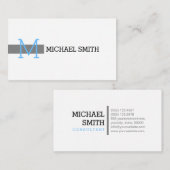 Monogram Plain White Elegant Modern Grey #18 Visitekaartje (Voorkant / Achterkant)