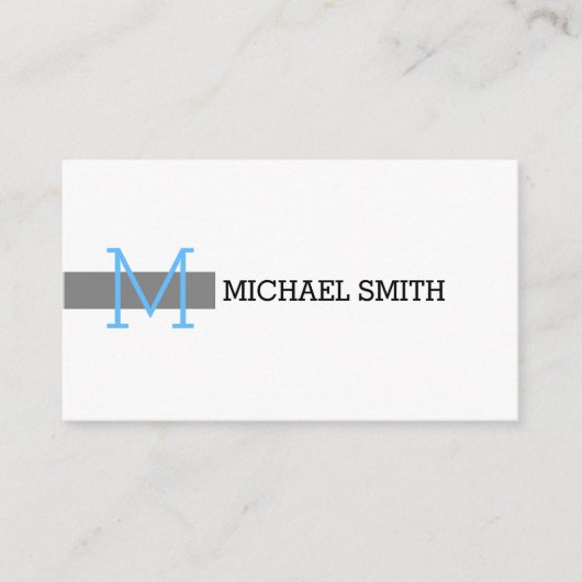 Monogram Plain White Elegant Modern Grey #18 Visitekaartje (Voorkant)