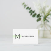 Monogram Plain White Elegant Modern Nyanza Visitekaartje (Staand voorkant)