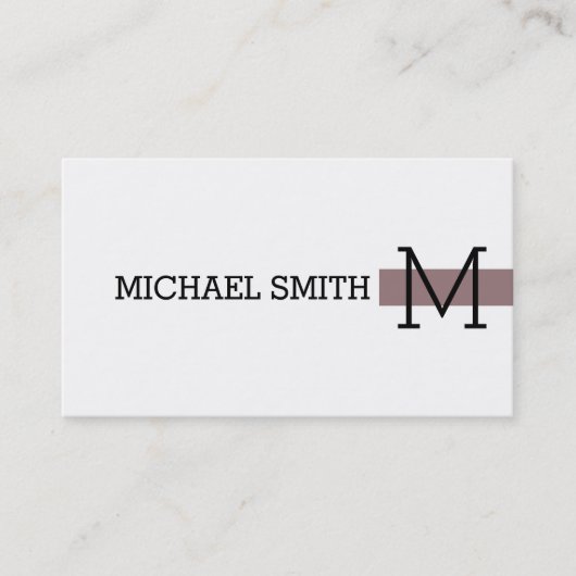 Monogram Plain White Modern Bazaar Visitekaartje (Voorkant)