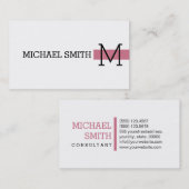 Monogram Plain White Modern Charm Visitekaartje (Voorkant / Achterkant)