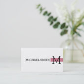 Monogram Plain White Modern Charm Visitekaartje (Staand voorkant)