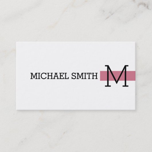 Monogram Plain White Modern Charm Visitekaartje (Voorkant)