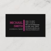 Monogram Plain Zwart Modern Hot Pink Visitekaartje (Achterkant)