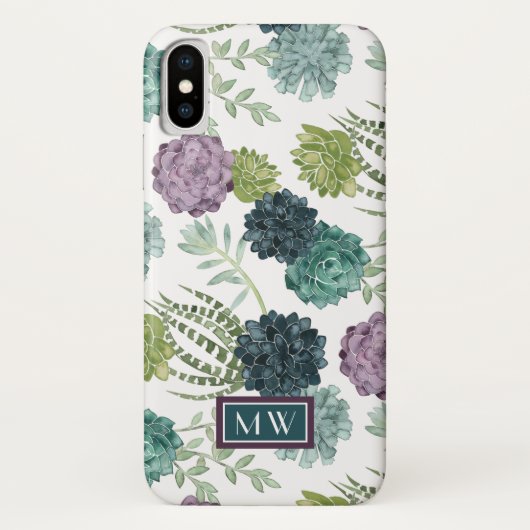 Monogram | Plant geluk Collectie Succulent Pa Case-Mate iPhone Case (Achterkant)