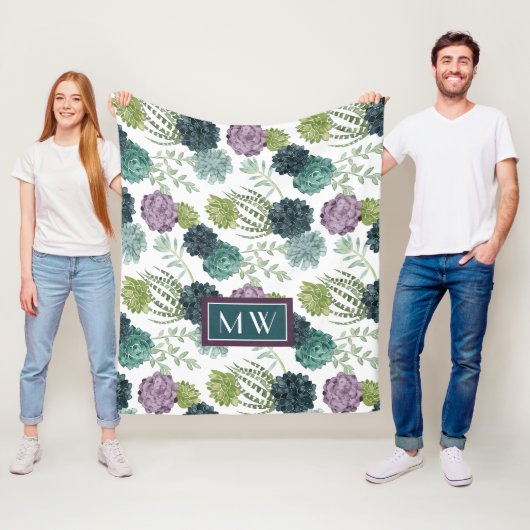 Monogram | Plant geluk Collectie Succulent Pa Fleece Deken (In situ)