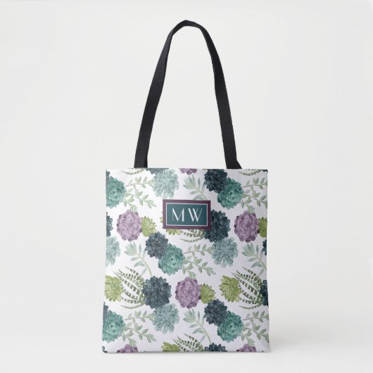 Monogram | Plant geluk Collectie Succulent Pa Tote Bag (Voorkant)