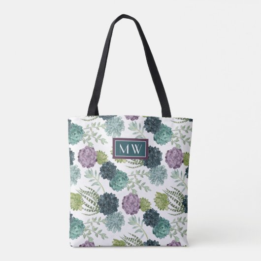 Monogram | Plant geluk Collectie Succulent Pa Tote Bag (Achterkant)