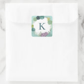 Monogram | Plant geluk | Geluk koopt Pl Vierkante Sticker (Tas)